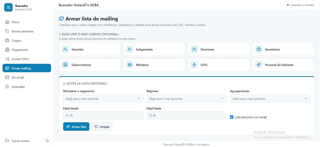 Buscador Dotación GCBA — vista 2
